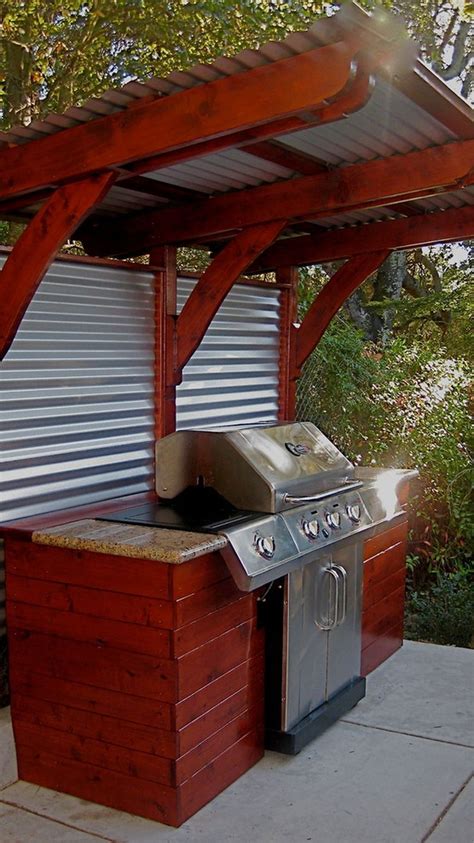 fabricate an aluminum cover over outdoor grill area|diy covered grill area.